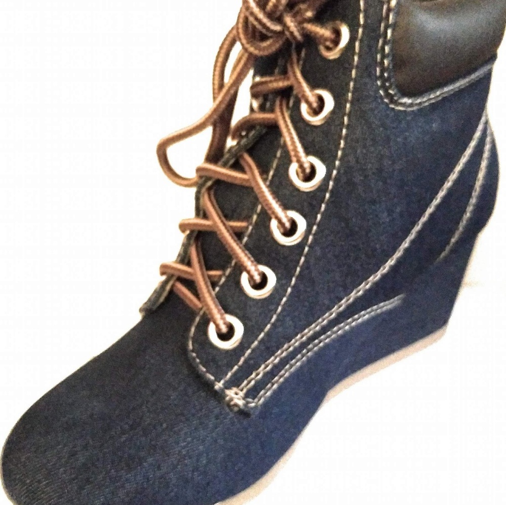 Denim Wedge Sneakers